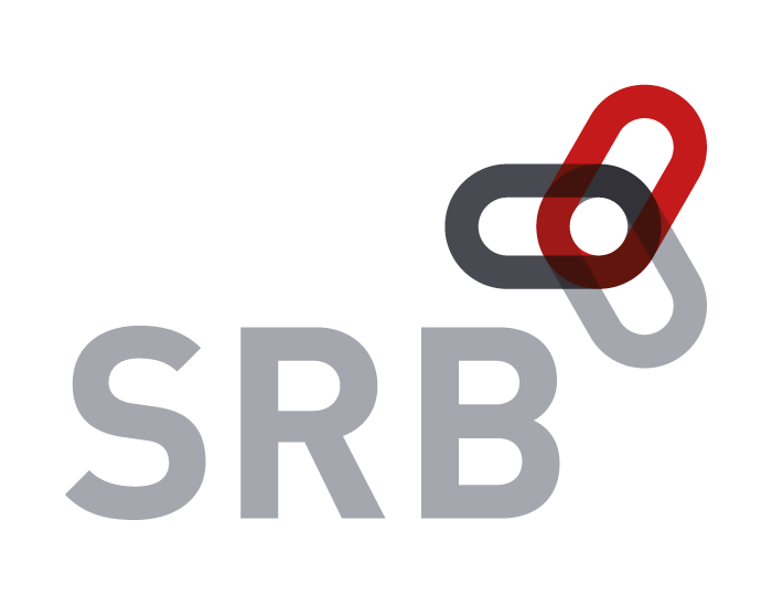 Das Bild zeigt die Buchstaben SRB in großer, grauer Schrift unter drei ineinander greifenden Kettengliedern in Rot, Schwarz und Grau auf weißem Hintergrund.